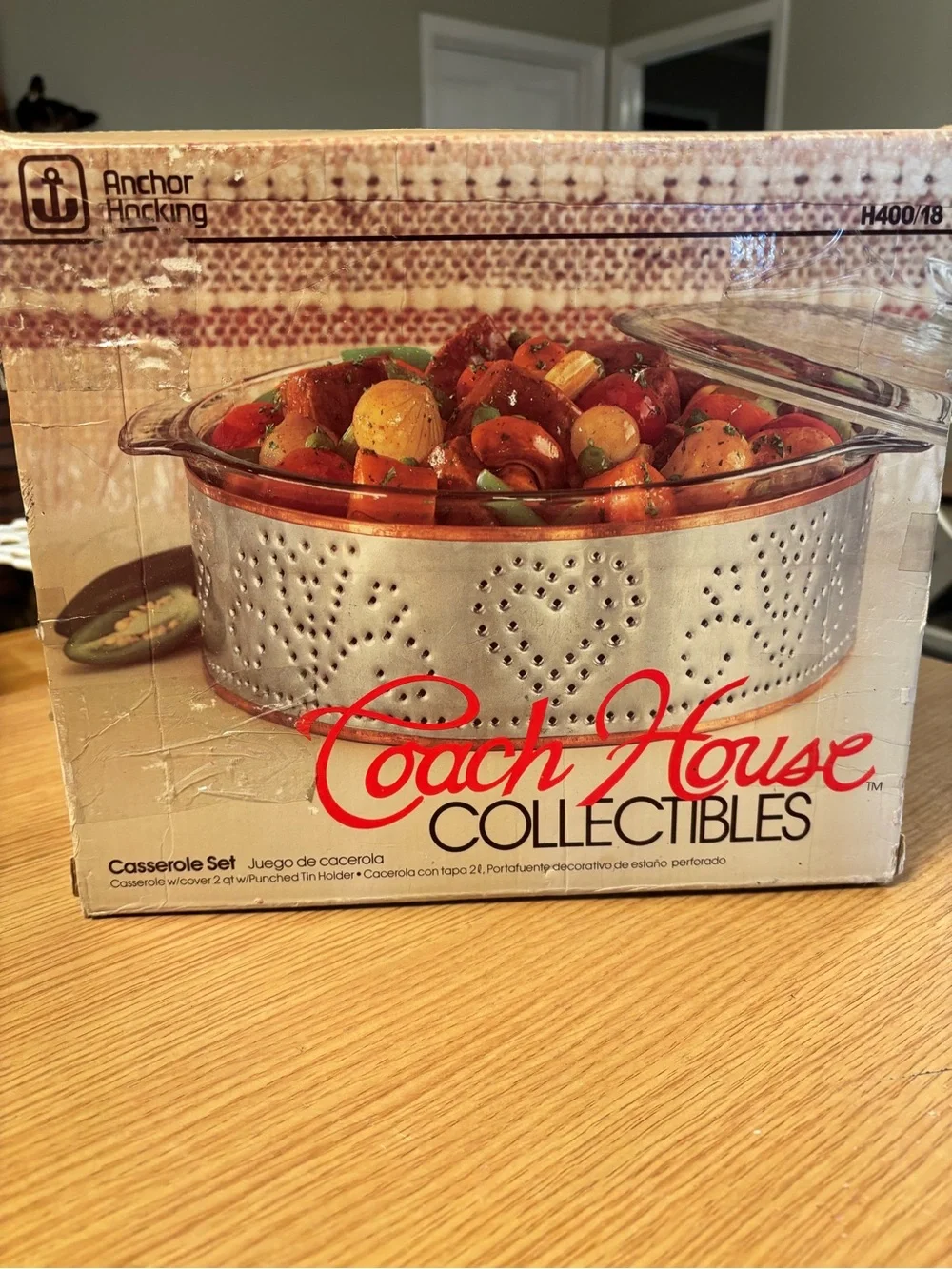 Anchor Hocking Coach House Collectibles Punched Tin Casserole Set - Silver